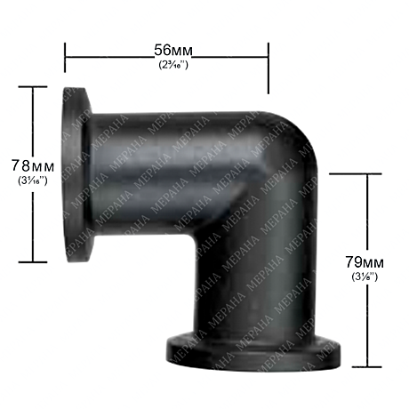 Фитинг фланцевый 75, колено 50x90°